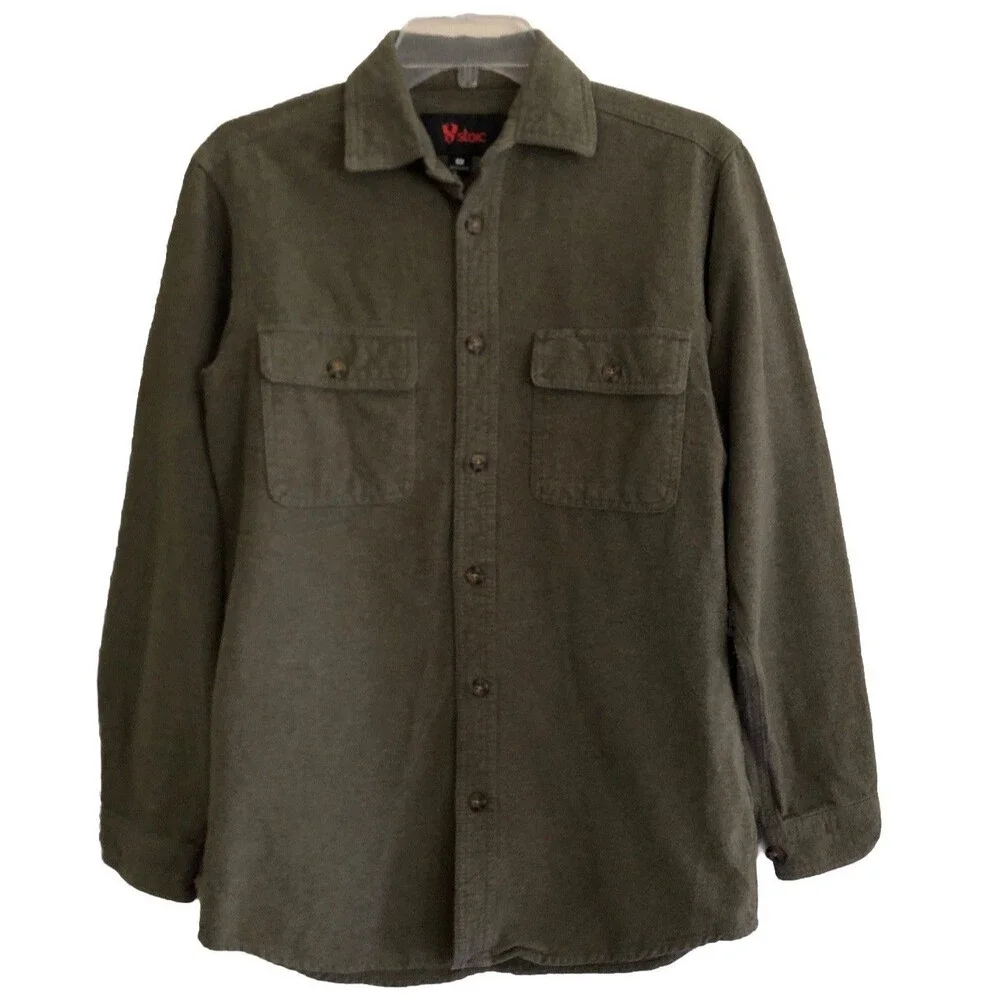 Stoic Hemlock Chamois Shirt Mens Size S Olive Heavy Flannel Outdoor Shacket